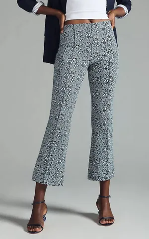 Maeve The Margot Kick Flare Cropped Pants Women’s Small Blue Floral Paisley thumbnail 1