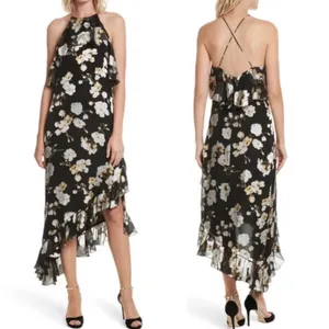 Alice + Olivia Silk Floral Asymmetrical Maxi‎ Dress Size 2 thumbnail 2