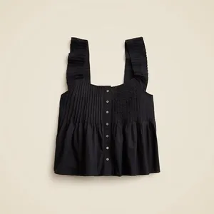 NWT!! J. CREW Pintuck Peplum Top Blouse Solid Black Cotton‎ Poplin Pleated 3X thumbnail 10