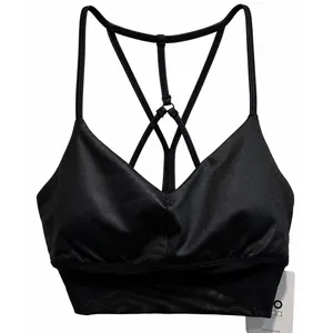 NWT Alo Yoga Lavish Bra Black Strappy Back‎ Mesh Band Sports Bra XS NEW Sold Out thumbnail 4