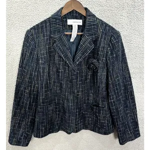 Sag Harbor Blue Tweed Blazer Womens 18 Vintage Old‎ Money Quiet Luxury Career thumbnail 1
