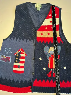 Vintage Quacker Factory Americana Knit‎ Sweater Vest TeacherCore thumbnail 3