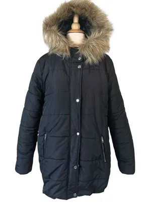 Charlotte Russe Black Faux Fur Hooded Puffer Jacket Size Large thumbnail 1