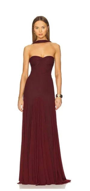 Revolve Deme by Gabriella Berta Dress in Burgundy thumbnail 1