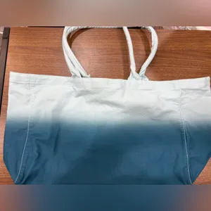 Athleta Tote Bag Gym Blue Ombre Large Cotton Canvas Shopping Bag thumbnail 2