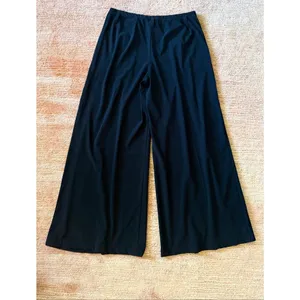 SAH Family Black Wide Leg Ankle Pants Size FR 40 Made in France Stretch Travel Y thumbnail 7