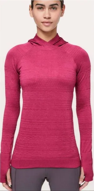 Lululemon rest less seamless hoodie violet red‎ pink thumbnail 1
