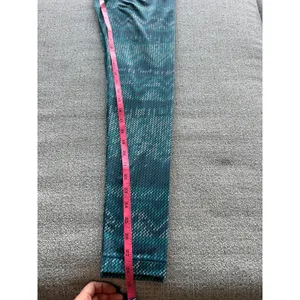 Nike Pro Dri-FIT Women Teal Green Geometric Print‎ Leggings Neon Yellow Waist M thumbnail 4