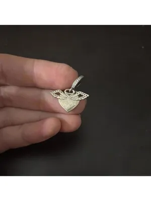 Pandora Silver Heart Pendant with Wings spread your wings and fly thumbnail 6