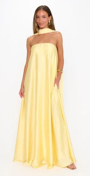 Show Me Your Mumu Tinsley Tube Maxi Dress size XXL yellow WITH scarf thumbnail 1