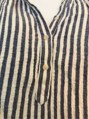 Universal Thread Blue White Striped Cotton Gauze Henley Blouse XS thumbnail 2