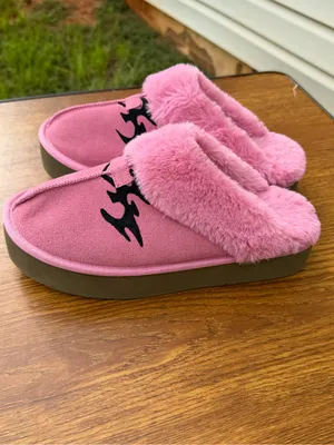 Joysun Women’s Pink Faux Fur Lined Clog Slippers Size 8 Cozy Indoor Outdoor thumbnail 2