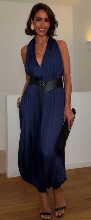 Zara zw collection satin open back jumpsuit thumbnail 1