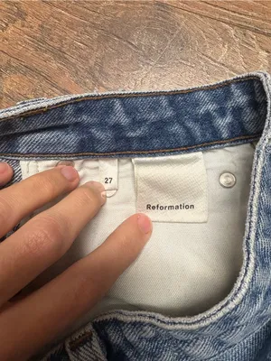 Reformation Button Fly Cut Off Jean Denim Shorts Size 27 thumbnail 4