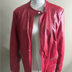 NWT C & A Red Leather Zip thumbnail 6