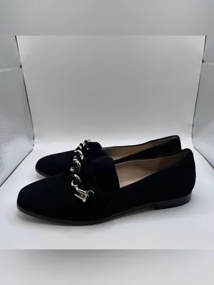 Karl Lagerfeld Paris Lynette Women's Black Suede Chain Loafer Flats Shoes 8.5M thumbnail 3