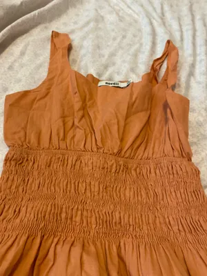 needii smocked dress orange 100% cotton thumbnail 3
