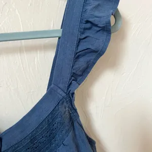 NWT American Eagle cropped blue ruffle top size M thumbnail 3