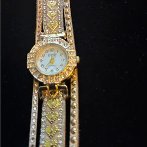 Elegant Gold Wrap Watch with Crystal Accents thumbnail 3