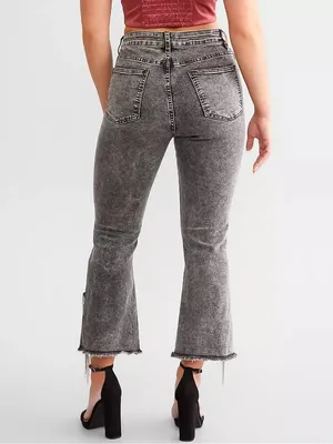 Blue B Rhinestone High Rise Cropped Flare Jeans in washed black XS/25 thumbnail 5