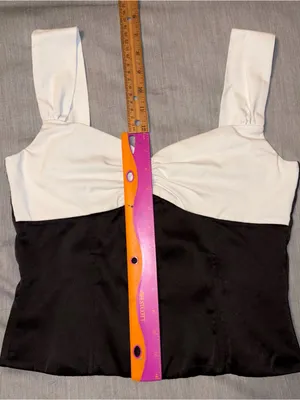 Edikted Leandre Contrast Satin Effect Top, Medium, Black White thumbnail 5
