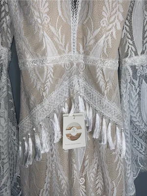 Ayervici Romantic Lace Wedding Gown in White Lace Over Nude - Medium- NWT thumbnail 9