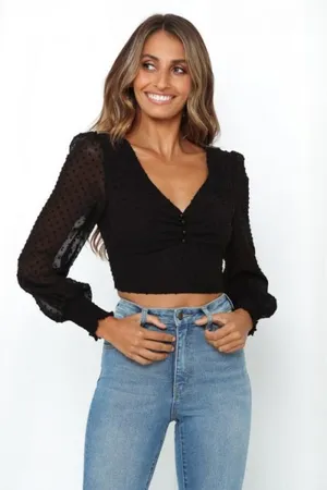 Hello Molly Black Long Sleeve Top thumbnail 1
