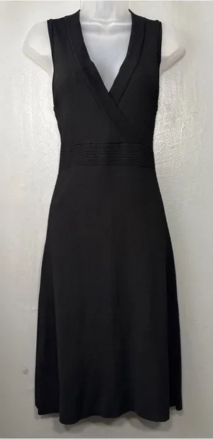 Ann Taylor Sleeveless Sweater Dress Size Small Black Preppy Classic Chic Midi thumbnail 1