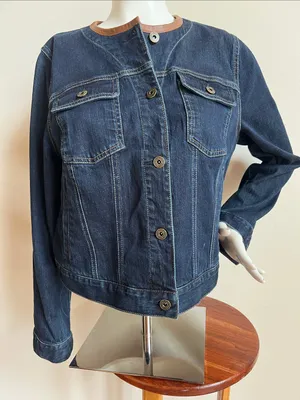 Lauren Ralph Lauren denim leather Collar-Trim Jacket thumbnail 1