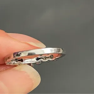 925 Sterling Silver White and Blue Gemstone Ring Size 7.5 Engagement Anniversary thumbnail 7