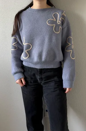 Blue Floral Crewneck thumbnail 1