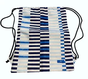 Scout Drawstring Backpack Unisex OS Blue White Geometric Stripe Cinch Bag Pocket thumbnail 1