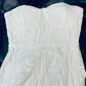 Gorgeous White Strapless Sequin Gown thumbnail 8