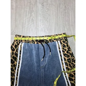 Y2K Baggy Pants Leopard-Trim Blue Joggers - Women's Medium thumbnail 8