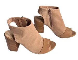 Aldo Barefoot Nude Peep Toe Suede Ankle‎ Booties Size 8 thumbnail 1