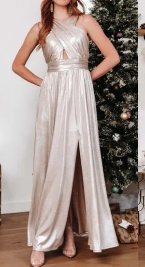 VICI | Talk Of The Party Metallic Slit Maxi Dress thumbnail 8