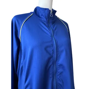 Danskin Royal Blue Collared Full Zip Track Jacket w/ Yellow Contrast Piping thumbnail 5