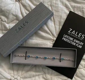 Zales Oval Swiss Blue Topaz Infinity Link Bracelet Sterling Silver 925 thumbnail 1