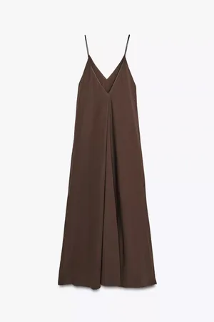 Zara ze collection Brown flowy bohemian casual Sleeveless Dress thumbnail 3