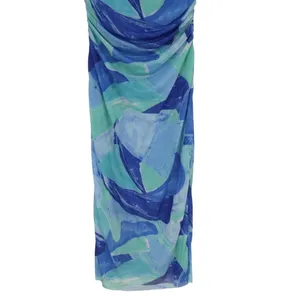 Lulus Idyllic In Ibiza Midi Dress Womens XL Blue Abstract Print Halter Neck thumbnail 4