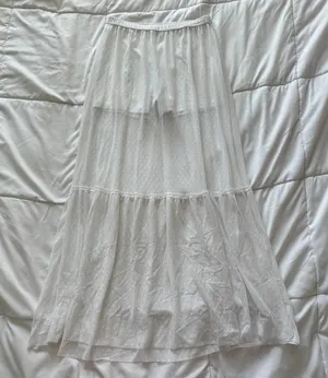 OFFLINE Aerie White Sheer Pointelle Mesh Maxi Skirt Medium Beachy Quiet luxury thumbnail 1
