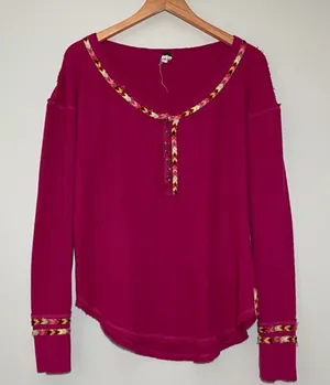 Free People Rainbow Thermal Henley thumbnail 1