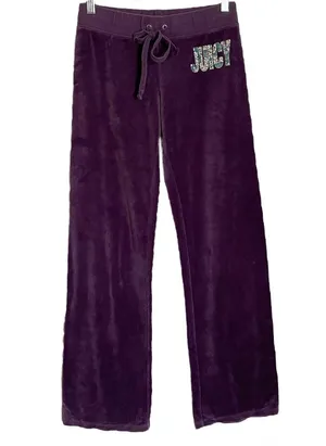 Juicy Couture Y2K Velour Track Pants Sweatpants Sz Small Purple thumbnail 1