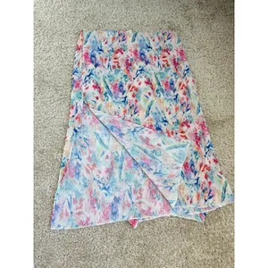 Romantic Watercolor Floral Pleated Maxi Dress Set With Slip Fits Like S new thumbnail 5