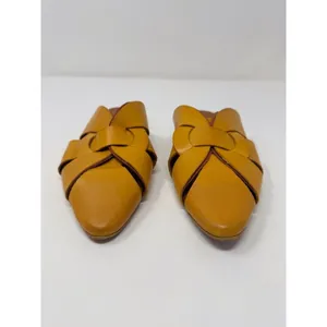 Pilcro Sandals Yellow Twisted Leather Slides Flat Pointed Toe Slip On 38 US 7.5 thumbnail 3
