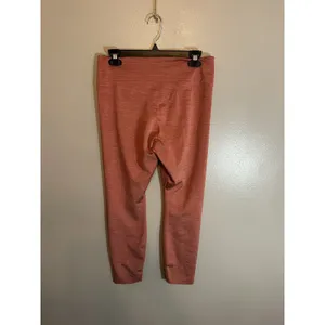 Nike Dri Fit‎ Cropped Leggings Coral Pink Heathered Athletic Workout Size L thumbnail 3