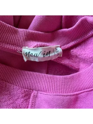 New In Pink Patchwork Cropped Sweatshirt Size S Oversized Crewneck thumbnail 3