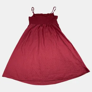 Old Navy Red Smocked Textured Clip-Dot Fit & Flare Cami Midi Dress Women's Large thumbnail 4