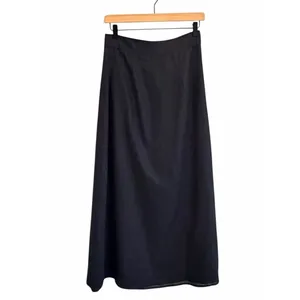 Anthropologie Black Linen Wrap Maxi Skirt Size 2 Minimalist Quiet Luxury Capsule thumbnail 2