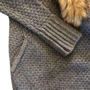 Joie Jamilee Gray Yak Wool Knit Faux Fur Collar Women’s Cárdigan Sweater Small thumbnail 8